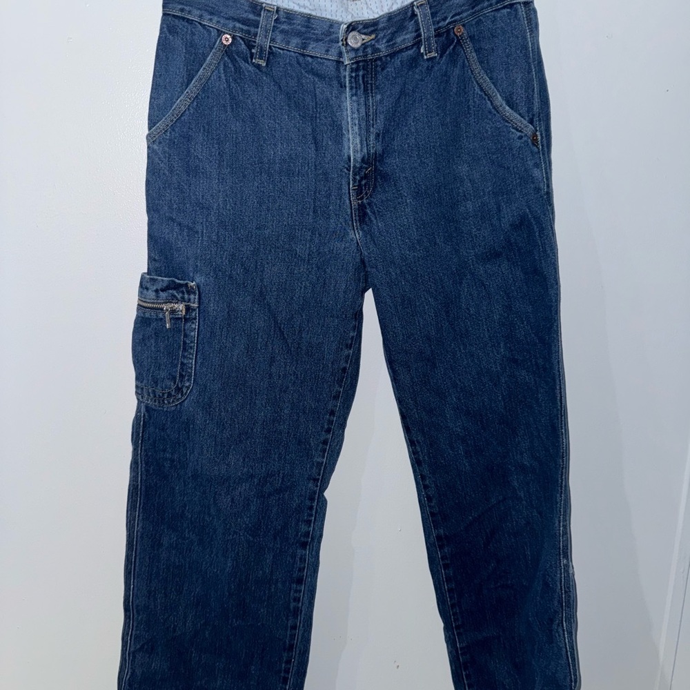 Levi's Blue Relaxed Jeans with Cargo Pocket and Gold Stitching